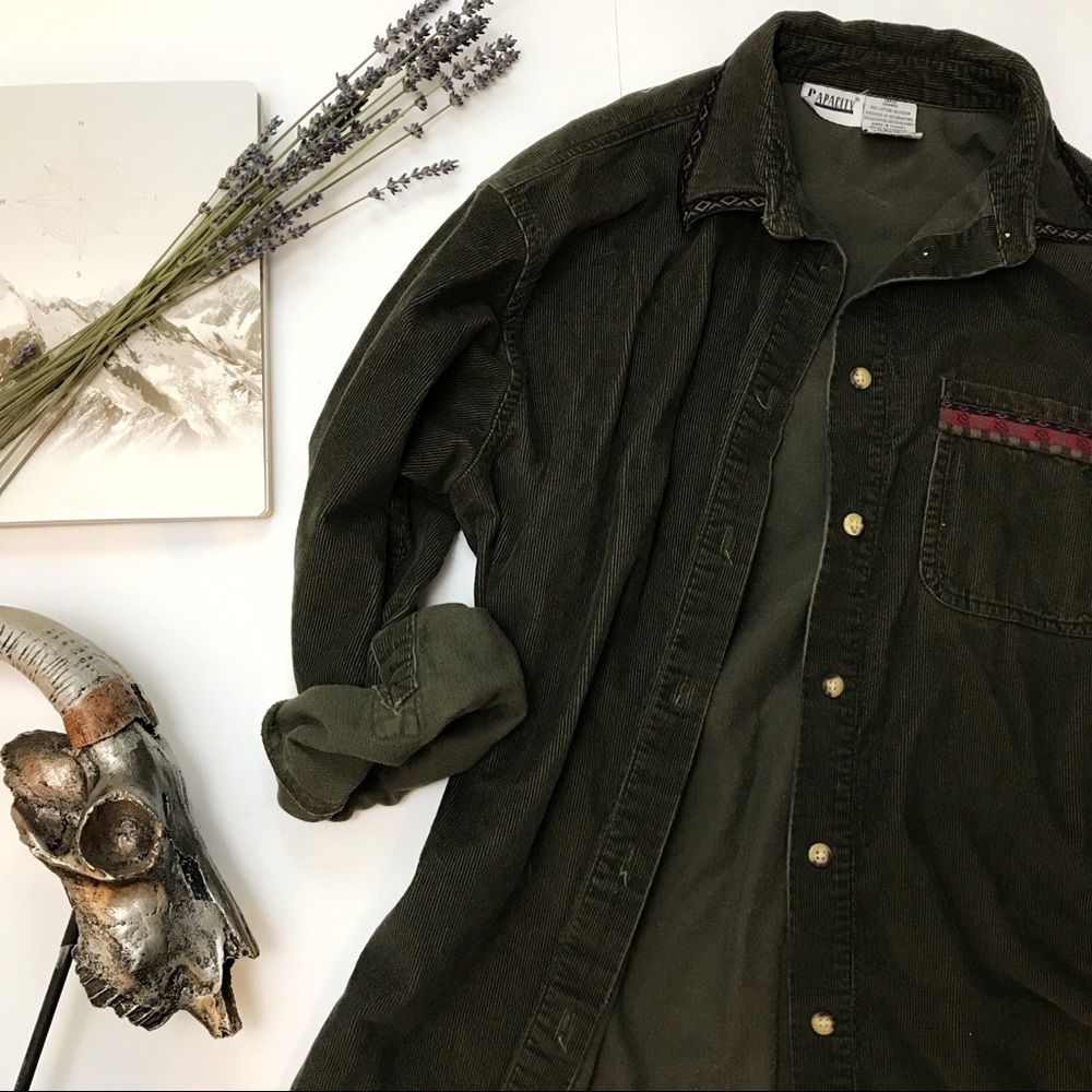 Vintage Oversized Corduroy Button Up Indie Grunge